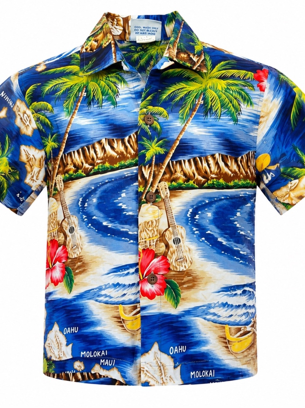 RJC Made in Hawaii/Hawaiian shirt size 4T 100% cotton, blue green tan red